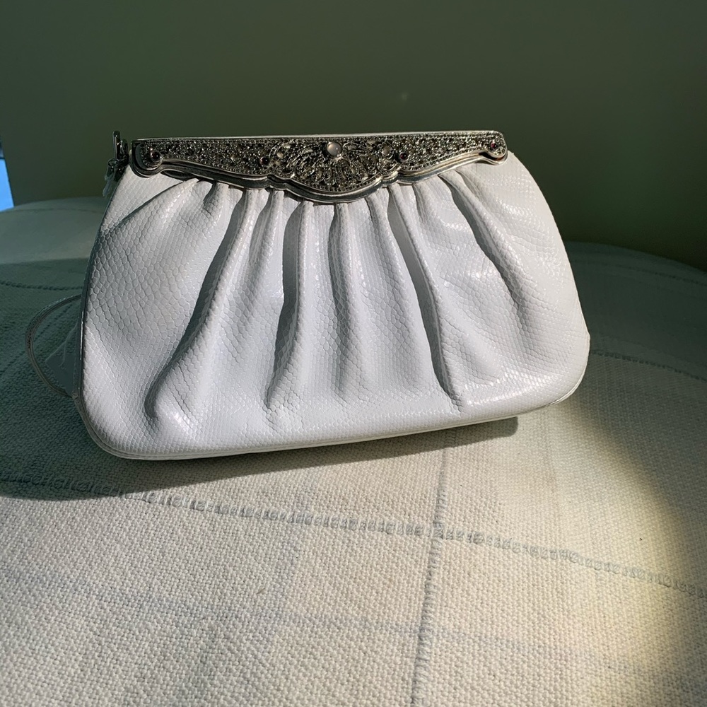 Vintage Judith Leiber white snakeskin purse/clutch